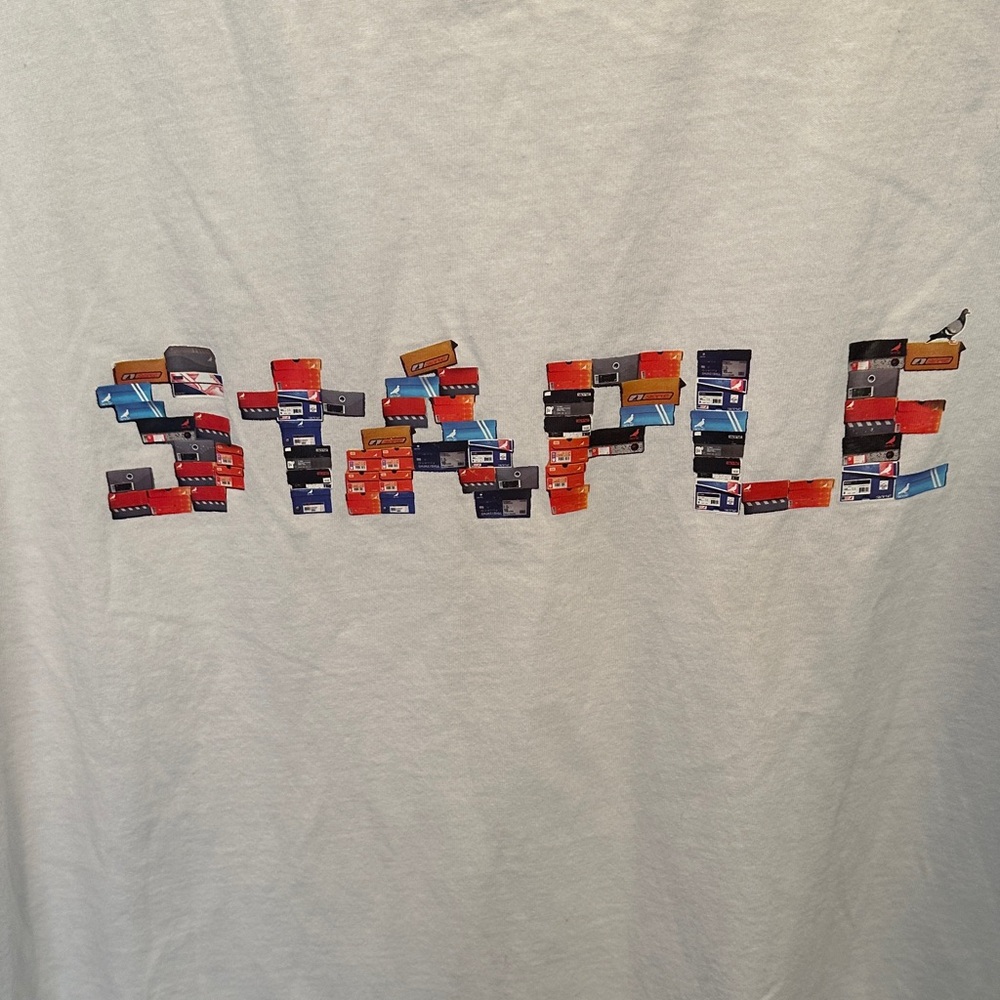 Staple White Tee with Multicolor Block Logo - Picture 3 of 8